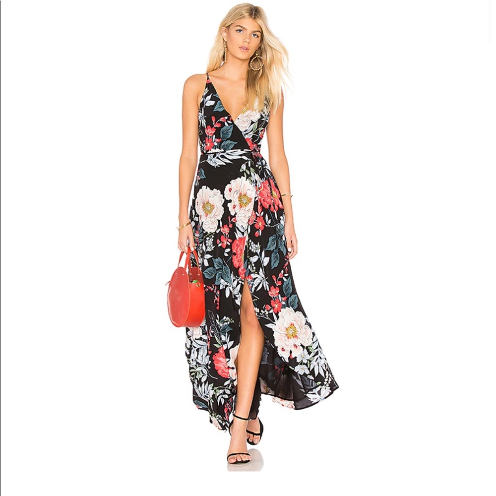 NWT Yumi Kim Floral Maxi Silk Wrap Dress XS